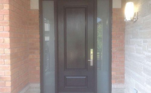 front entry door with full wood panel
